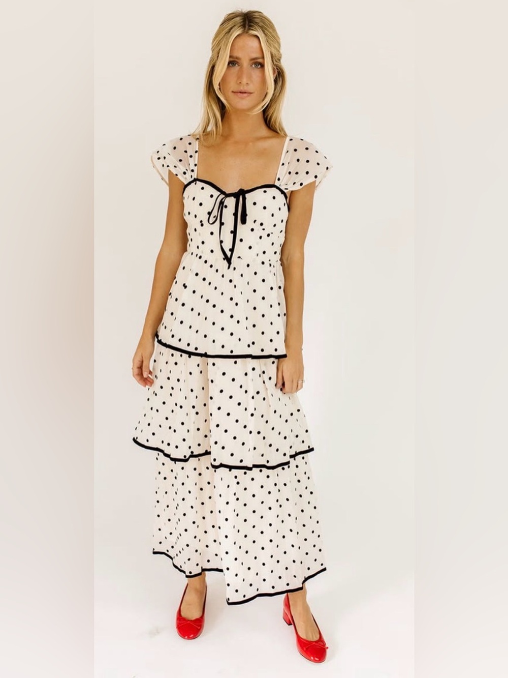 Sofie the Label Dress Women’s Sz M Tiered Polkadot Dress New